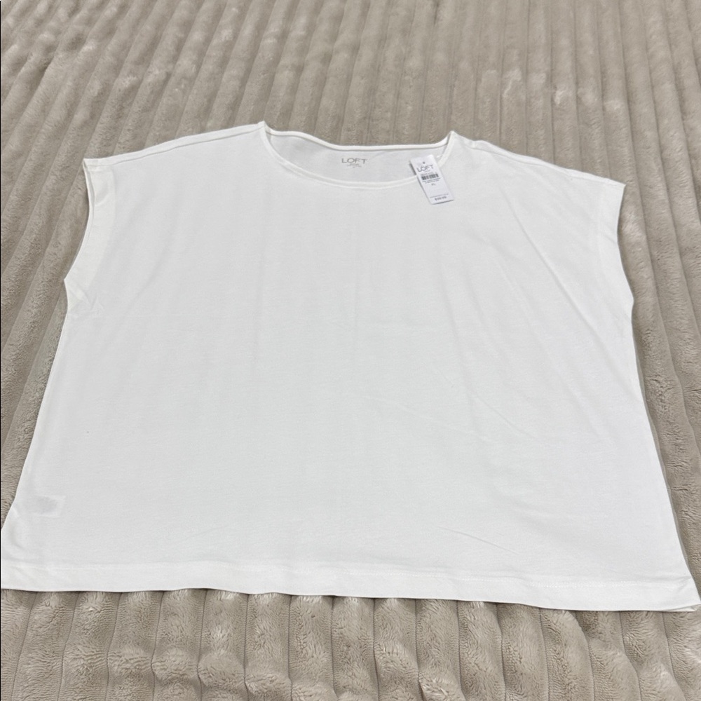 LOFT White Boxy Cap-Sleeve Tee